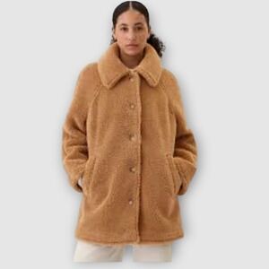 GAP Sherpa Teddy Coat XL Camel Brown Womens